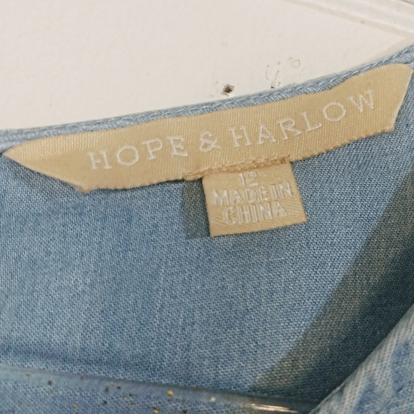 Hope & Harlow Chambray Tencel flowy sleeveless sheath Dress with ruffles size 12 - Picture 7 of 8